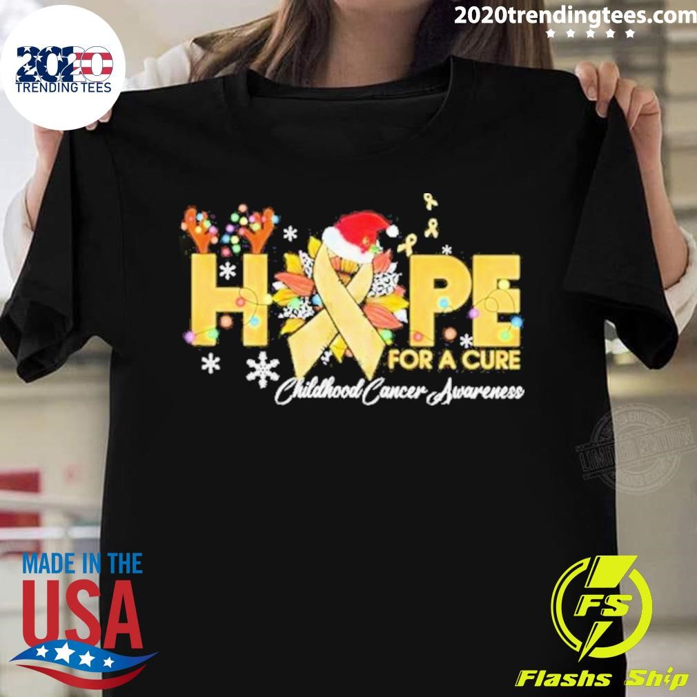 Hope For A Cure Childhood Cancer Awareness Christmas T-shirt