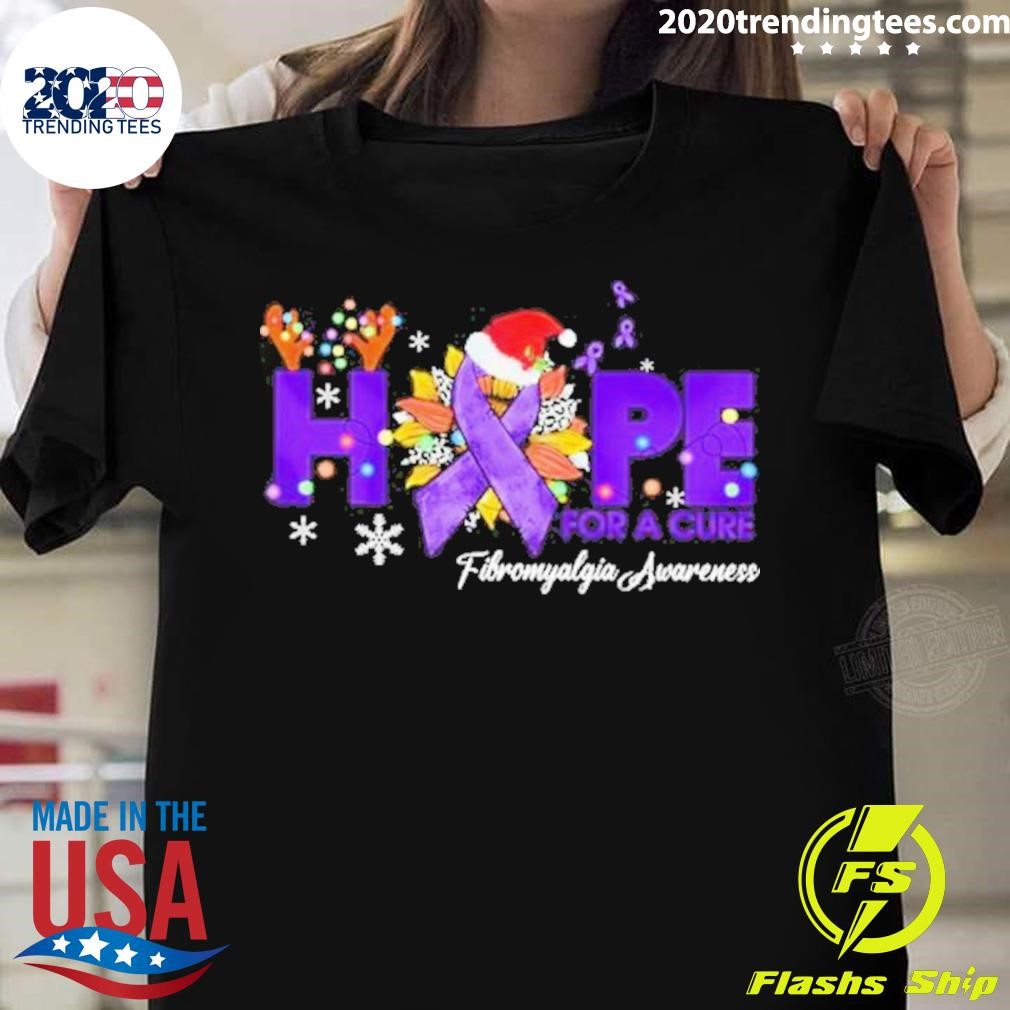 Hope For A Cure Fibromyalgia Awareness Christmas T-shirt