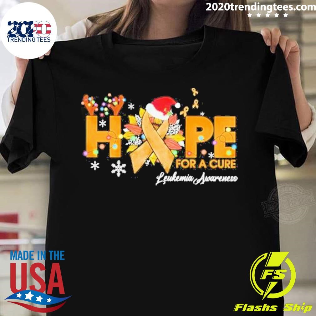 Hope For A Cure Leukemia Cancer Awareness Christmas T-shirt