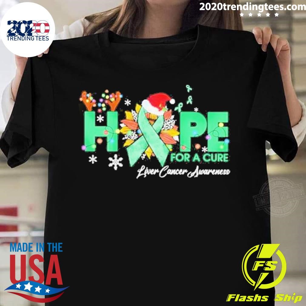 Hope For A Cure Liver Cancer Awareness Christmas T-shirt