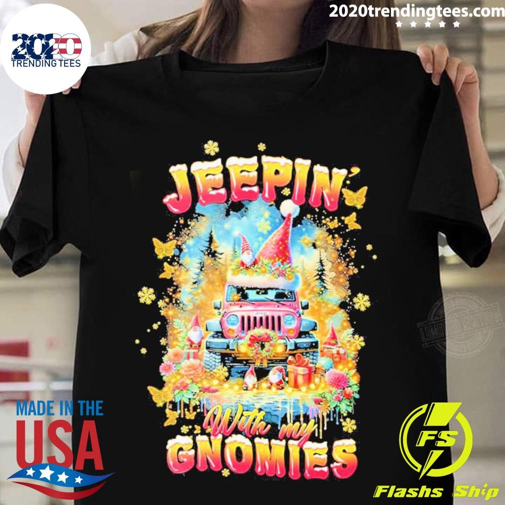 Jeepin With My Gnomies Merry Christmas T-shirt