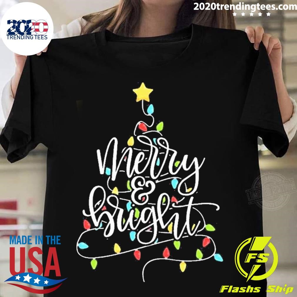 Merry and Bright Christmas Lights Xmas Holiday T-shirt