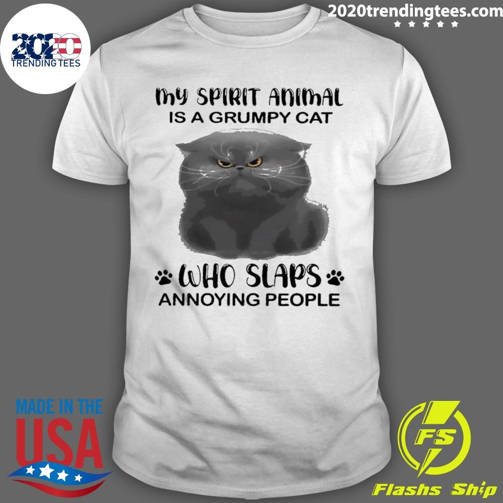 My Spirit Animal Is A Grumpy Cat Who Slaps Annoying People T-shirt