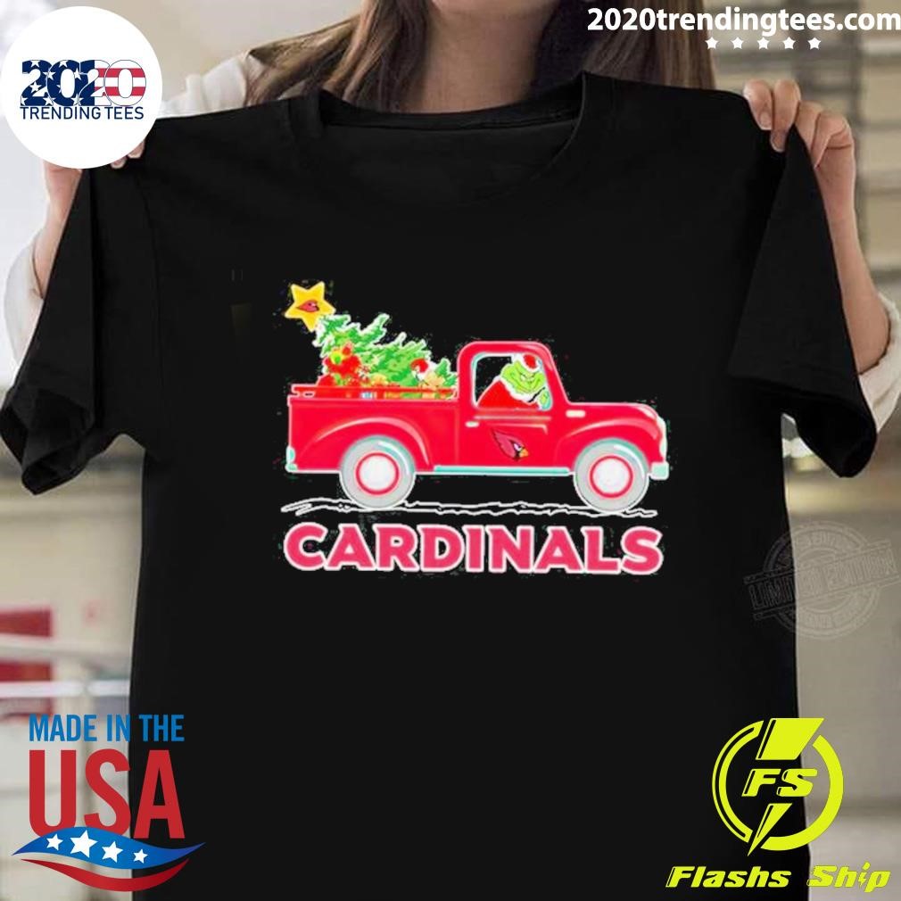 Nfl Arizona Cardinals Santa Grinch Driving Truck Christmas T-shirt