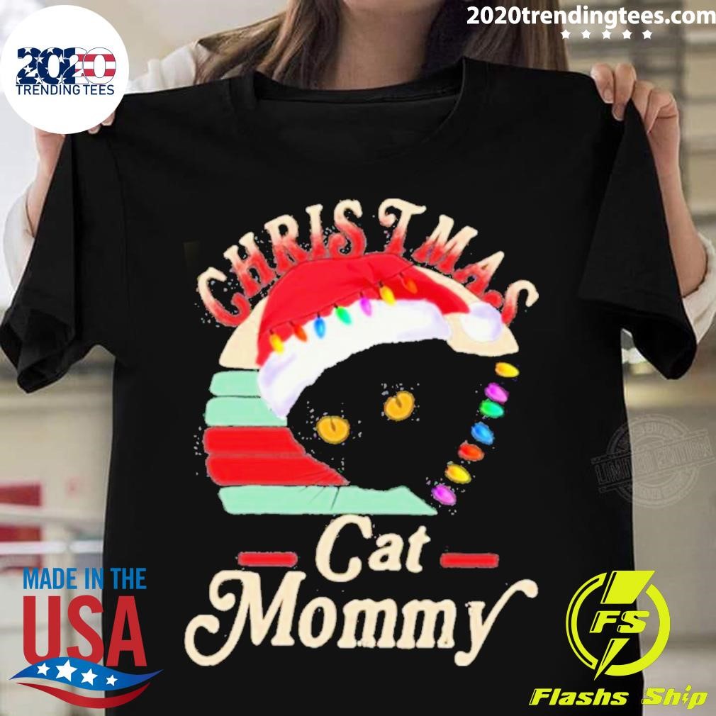 Nice Cat Hat Santa Christmas Cat Mommy T-shirt