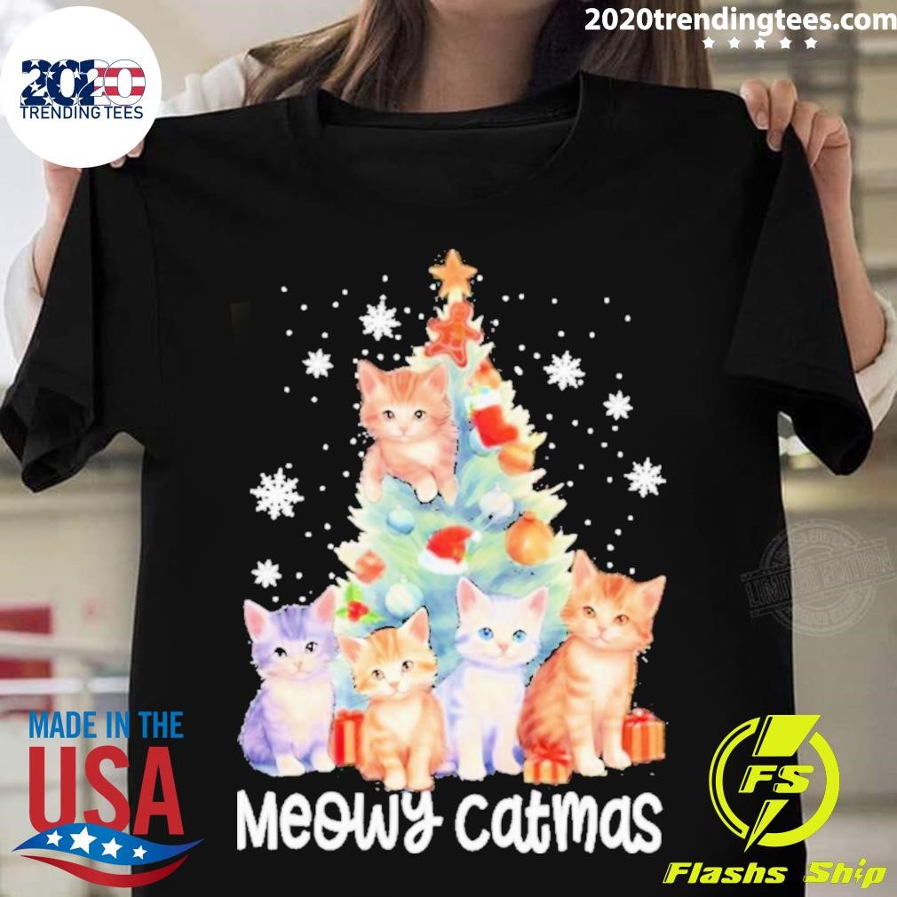 Nice Cats Pine Tree Meowy Catmas Christmas T-shirt