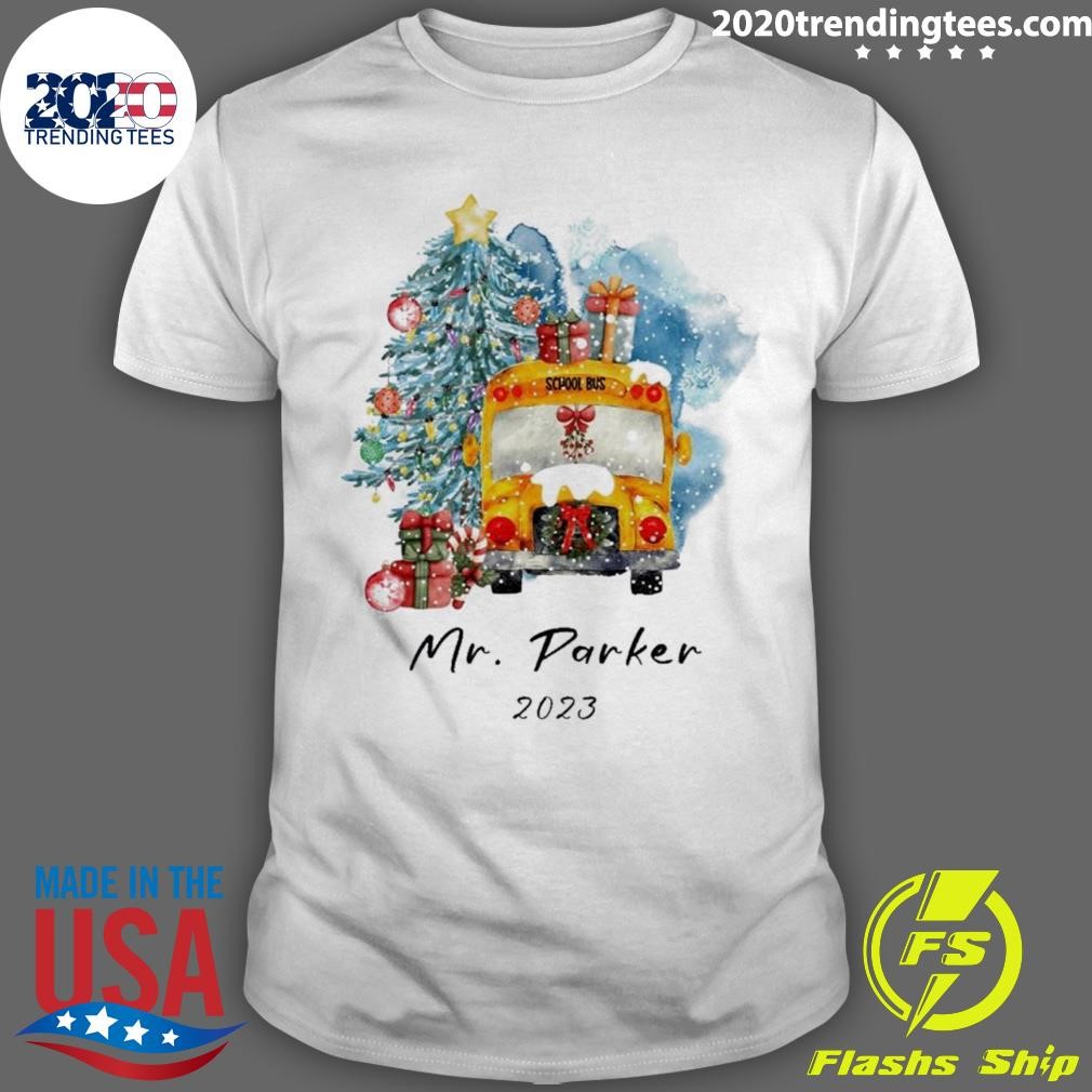 Nice Personalized School Bus Drive In Snow Christmas T-shirt