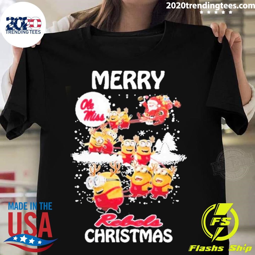 Ole Miss Santa Claus Minion Merry Rebels Christmas T-shirt
