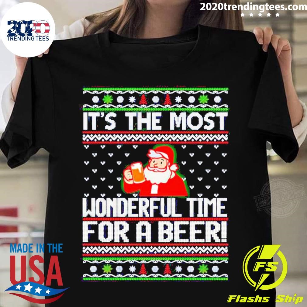 Original Santa Christmas It’s The Most Wonderful Time For A Beer Shirt