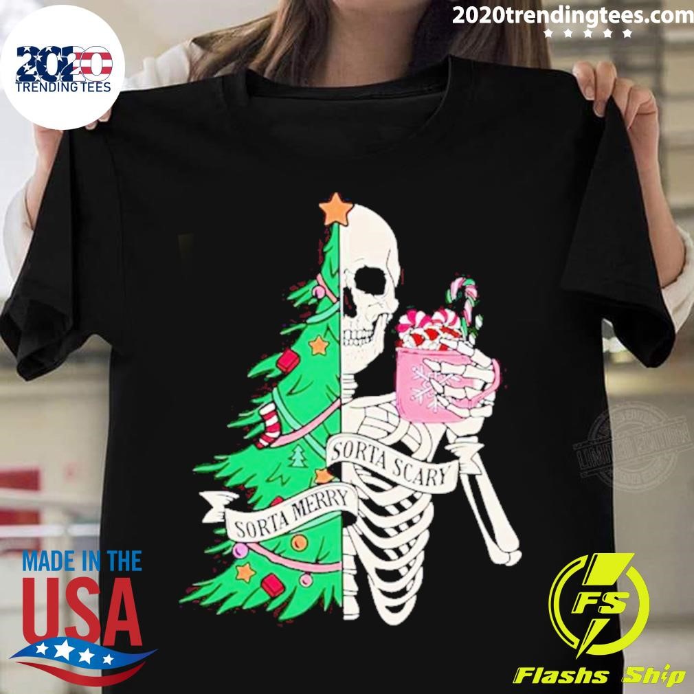 Original Skeleton Sorta Merry Sorta Scary Christmas Shirt