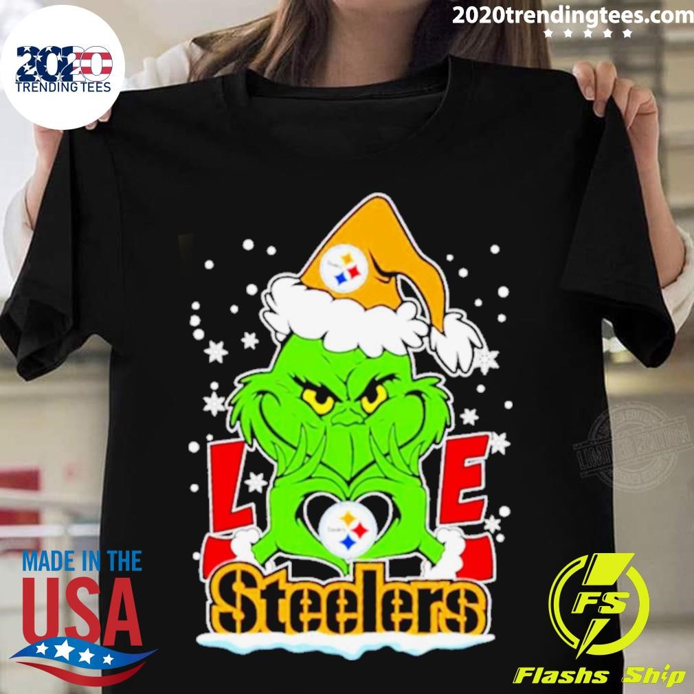 Original The Grinch Santa Love Pittsburgh Steelers T-shirt