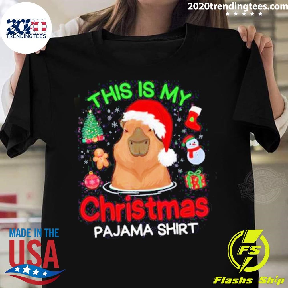 Original This Is My Christmas Pajama Funny Capybara Xmas Pjs T-shirt