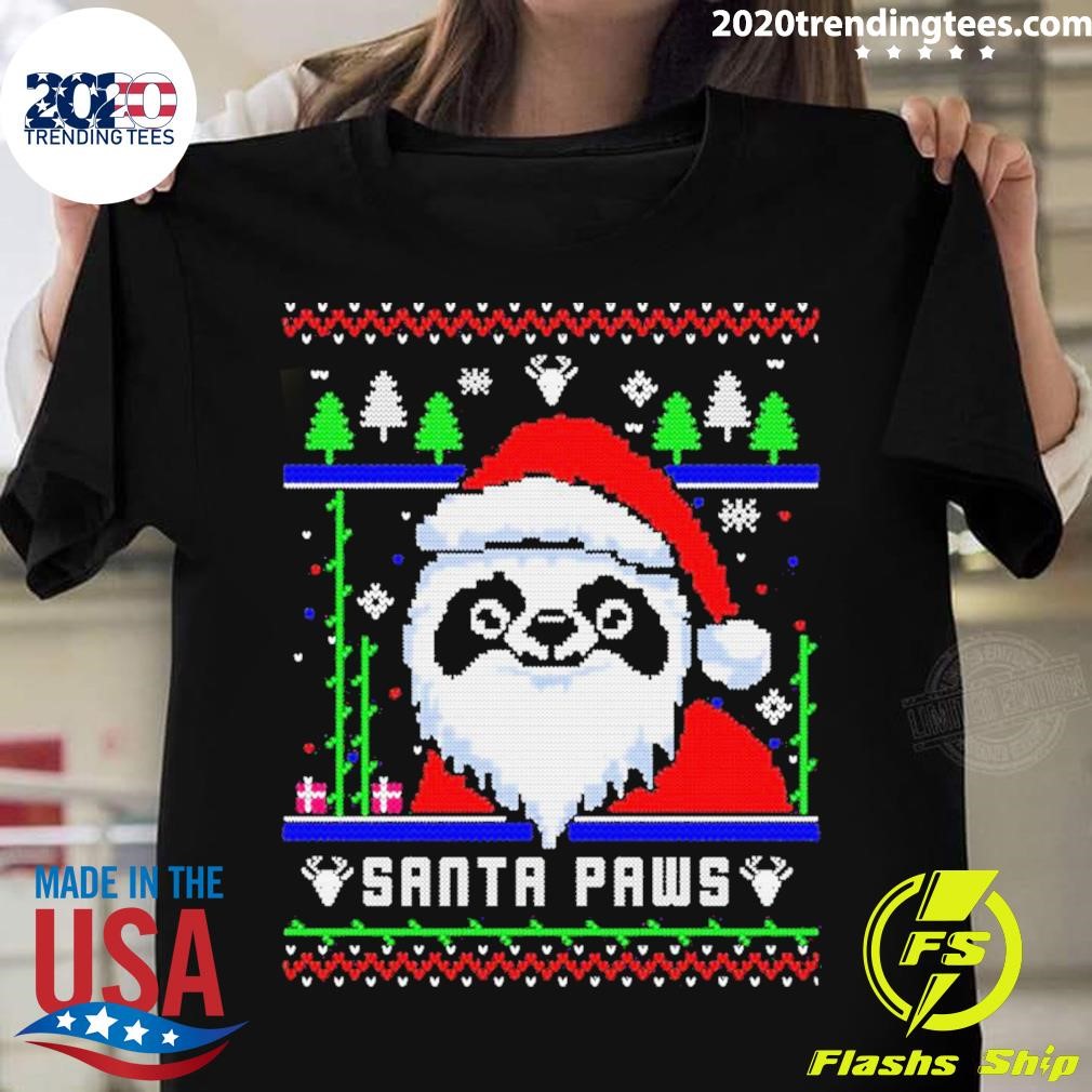 Panda Hat Santa Santa Paws Ugly Christmas T-shirt