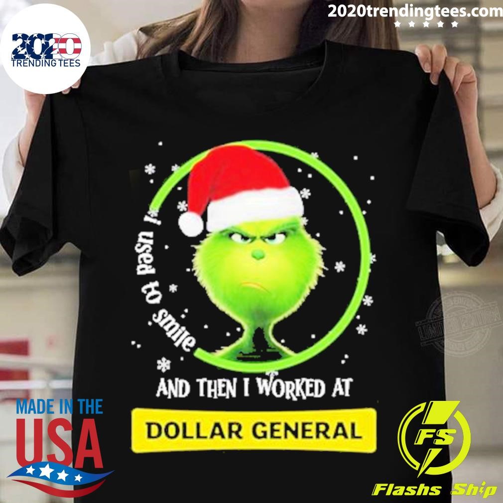 Santa Grinch I Used To Smile And Then I Worked At Dollar General Merry Christmas T-shirt