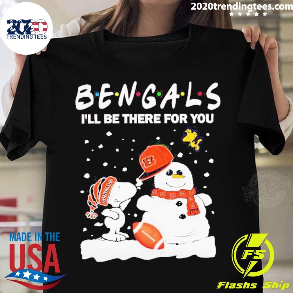 Snoopy And Snowman Cincinnati Bengals I’ll Be There For You Christmas T-shirt