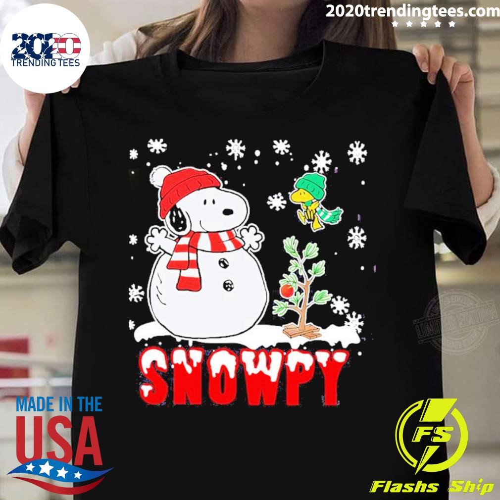 Snoopy Snowman And Woodstock Funny Merry Christmas T-shirt