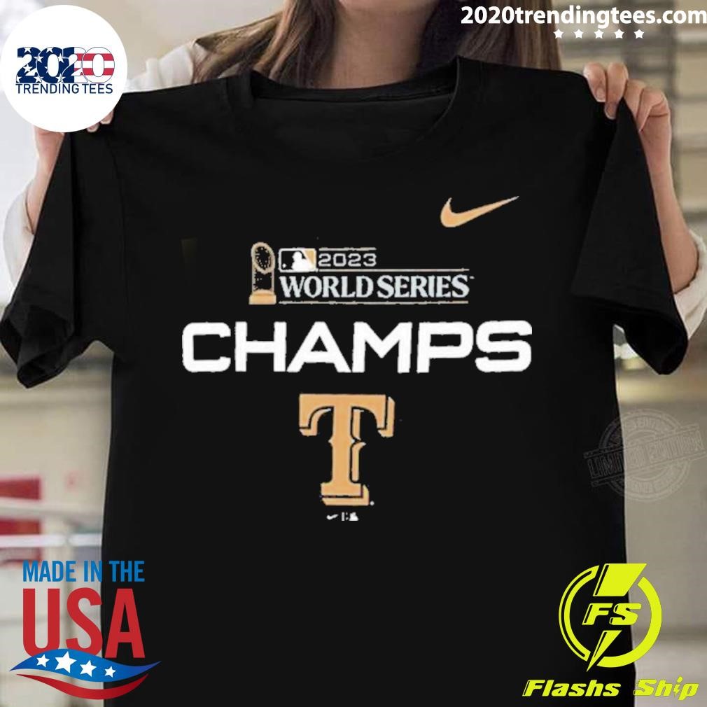Texas Rangers Nike 2023 World Series Champions Trophy T-shirt