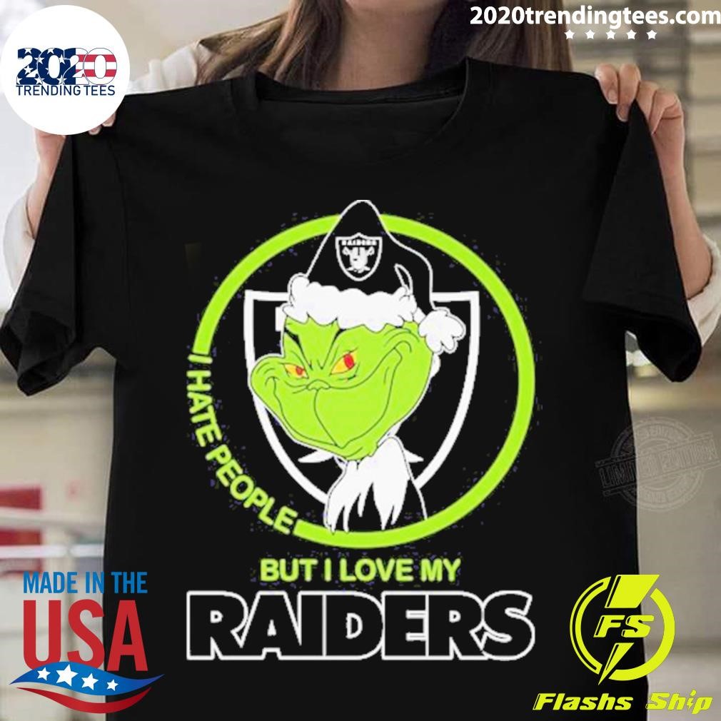 The Grinch I Hate People But I Love My Las Vegas Raiders Football Logo T-shirt