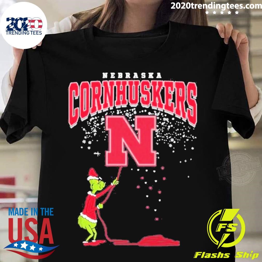 The Grinch hold Nebraska Cornhuskers Christmas Football T-shirt