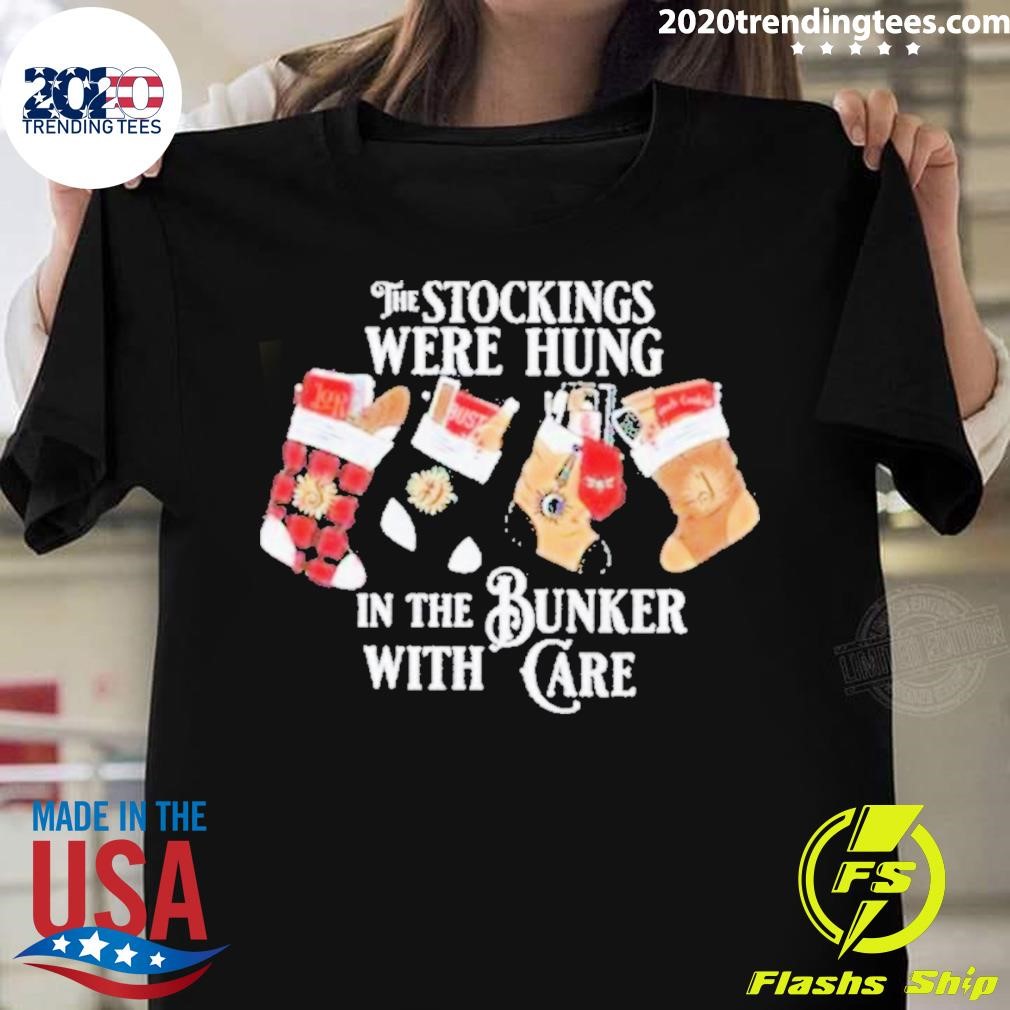 The Stockings Were Hung In The Bunker With Care Christmas Funny T-shirt