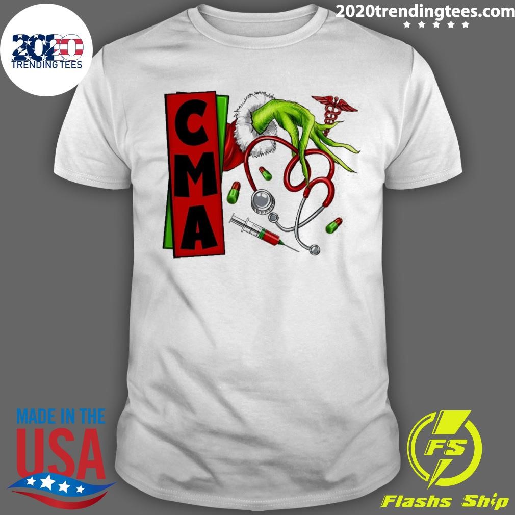 Top Christmas Grinch Hand Nurse CMA T-shirt