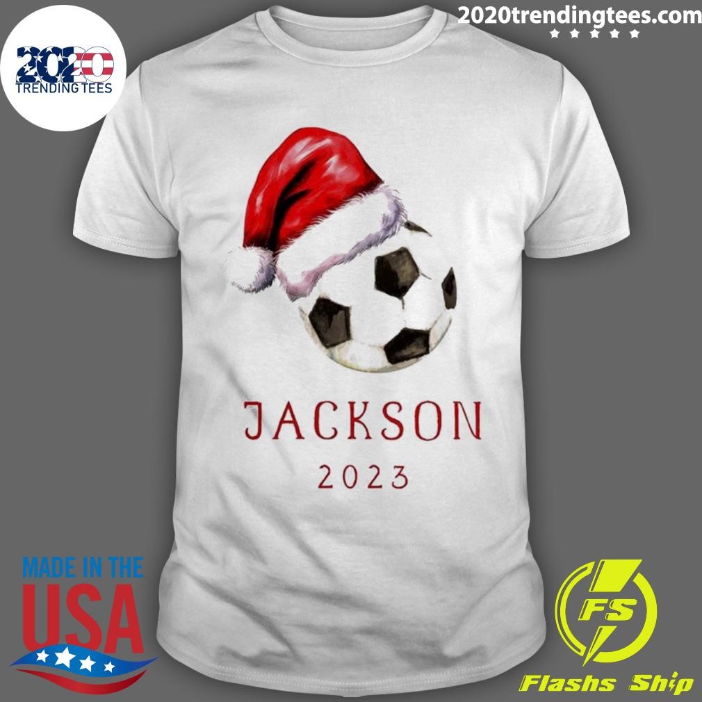 Top Soccer Wearing Hat Christmas Custom T-shirt