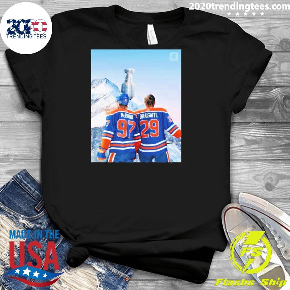 Oilers Tshirt Connor Mcdavid Hockey Navy Blue Cotton T-Shirt