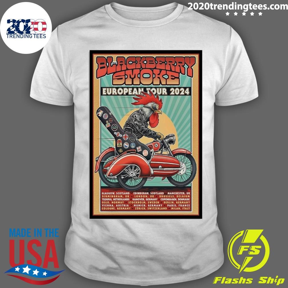 Funny Blackberry Smoke European Tour 2024 Poster T-shirt