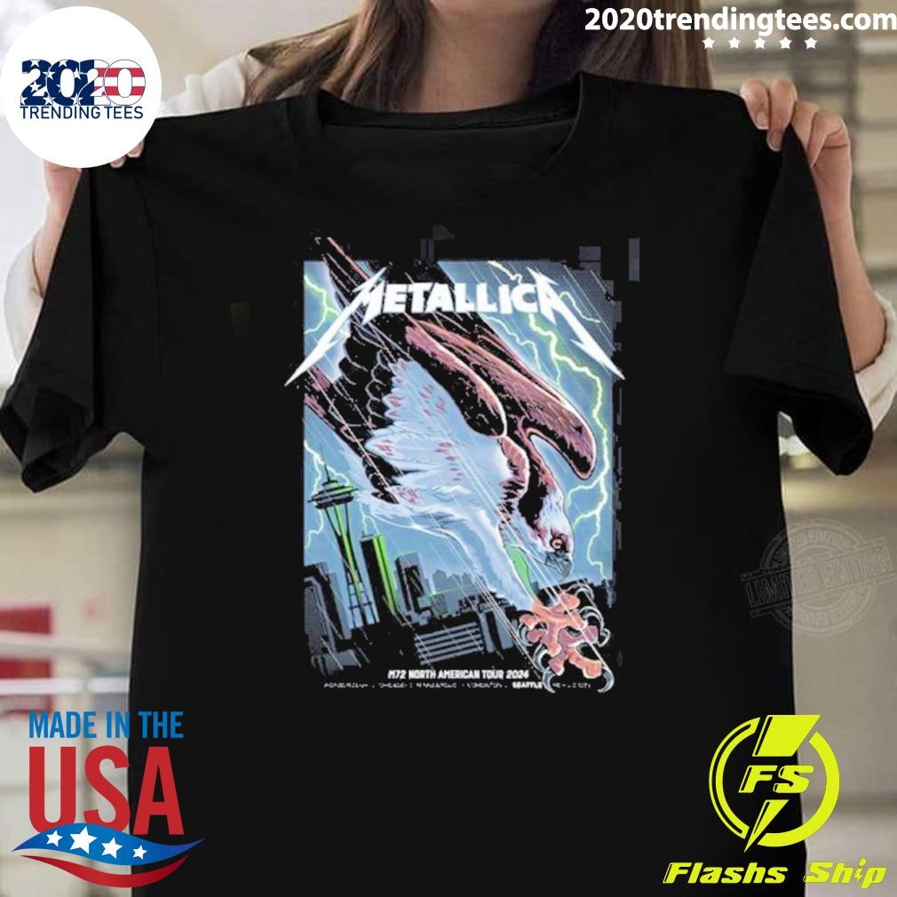 Funny Metallica M72 Seattle Washington Pop Up Shop Poster At Lumen Field On August 30 And September 1 2024 M72 North American Tour The Bald Eagle T-shirt