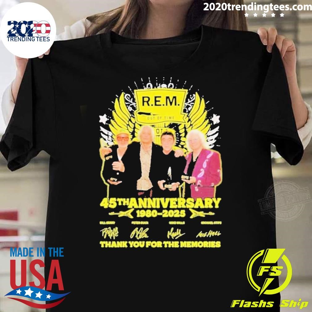 Nice R.e.m. Out Of Time 45th Anniversary 1980-2025 Signatures Thank You For The Memories T-shirt