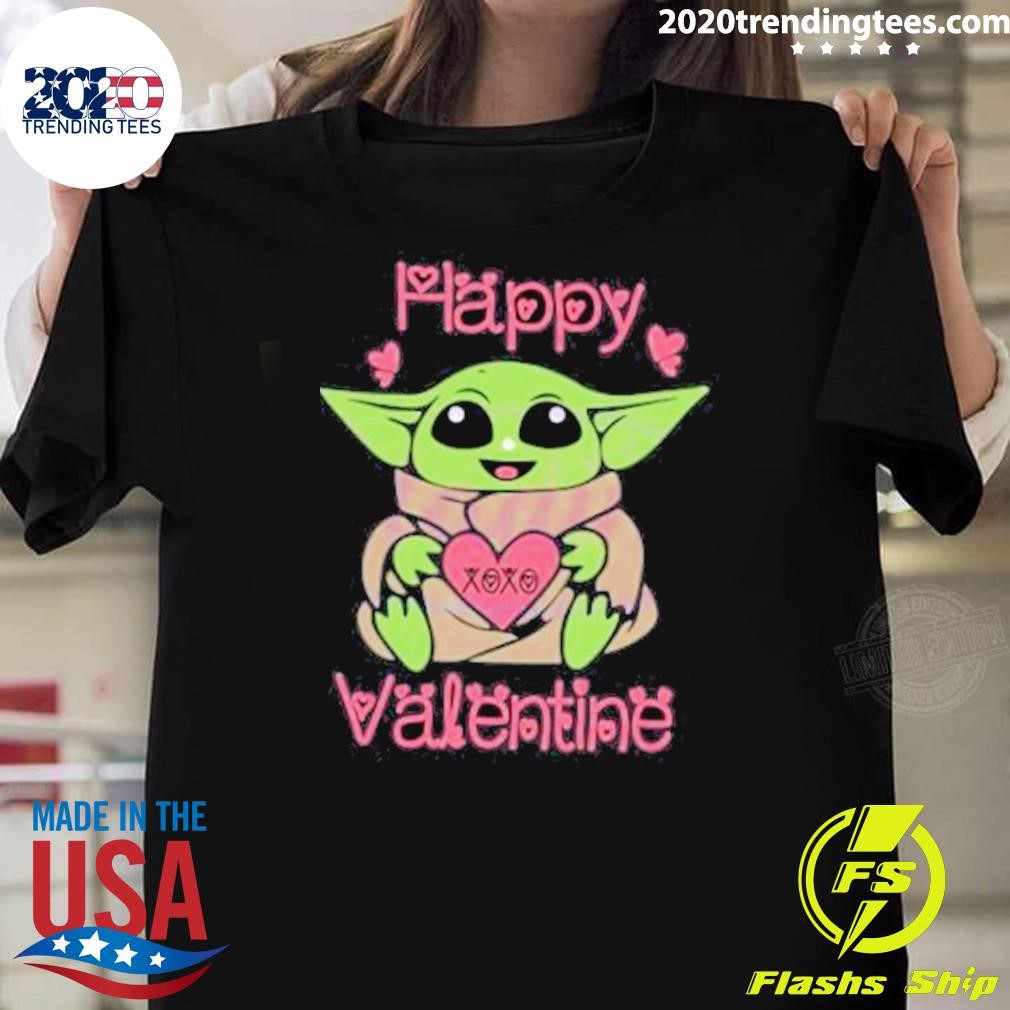 Premium Baby Yoda Happy Valentine T-shirt