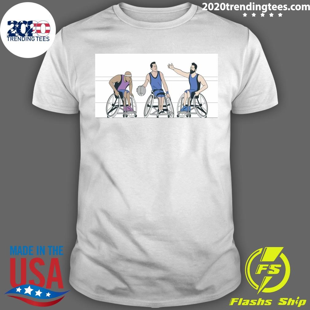 Premium Paralympics 2024 Google Doodle Celebrates Basketball at the Games T-shirt