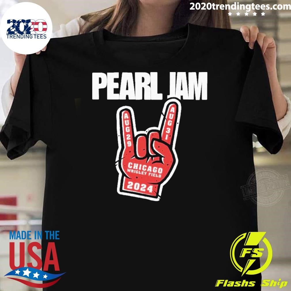 Premium Pearl Jam Foam Finger Tee Merch For The Windy City Chicago IL At Wrigley Field On August 29 And 31 2024 T-shirt