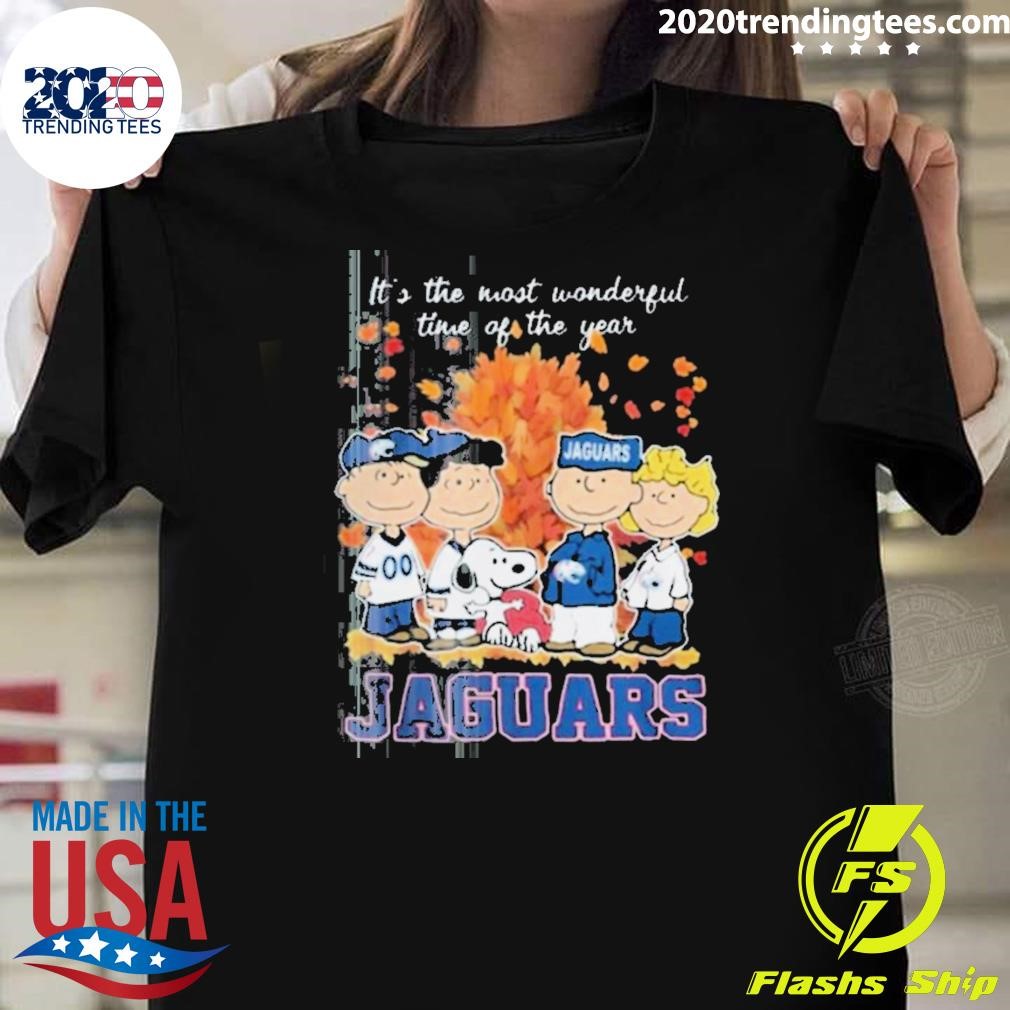 Premium South Alabama Jaguars x Peanuts Snoopy Autumn It’s The Most Wonderful Time Of The Year 2024 T-shirt