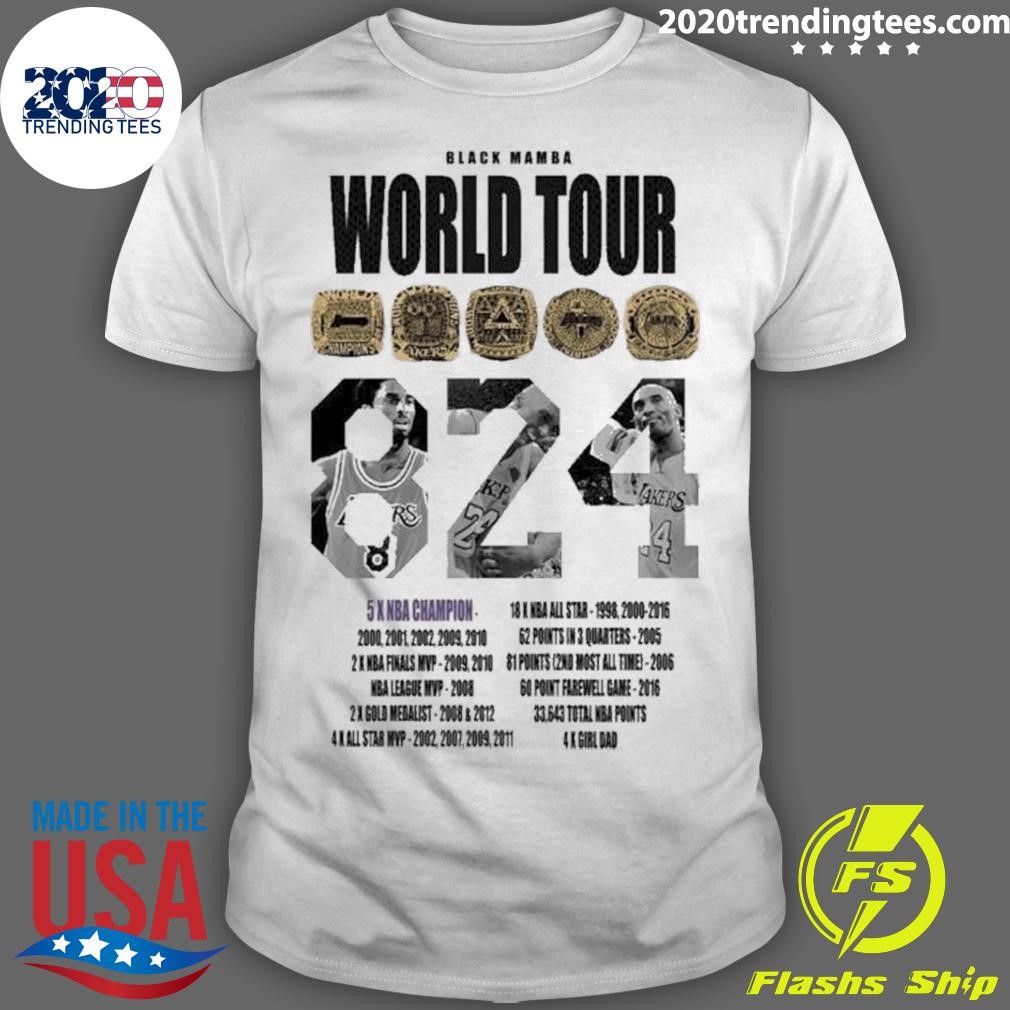 Top Black Mamba World Tour 5X NBA Champions Ring 824 T-shirt