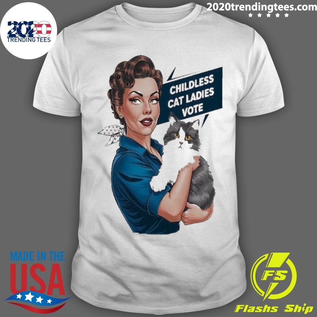 Awesome Bold Cat Ladies For Kamala Harris Custom 2024 T-shirt