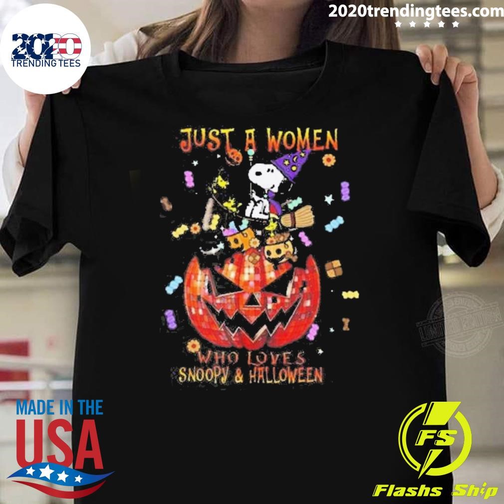 Awesome Snoopy Just A Women Who Loves Snoopy And Halloween 2024 T-shirt