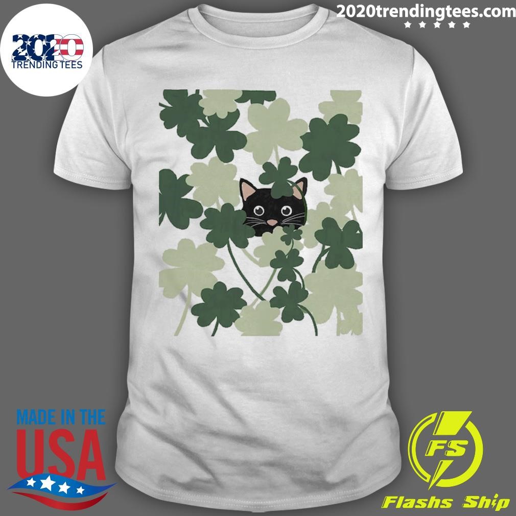 Awesome St Patricks Day Black Cat T-shirt