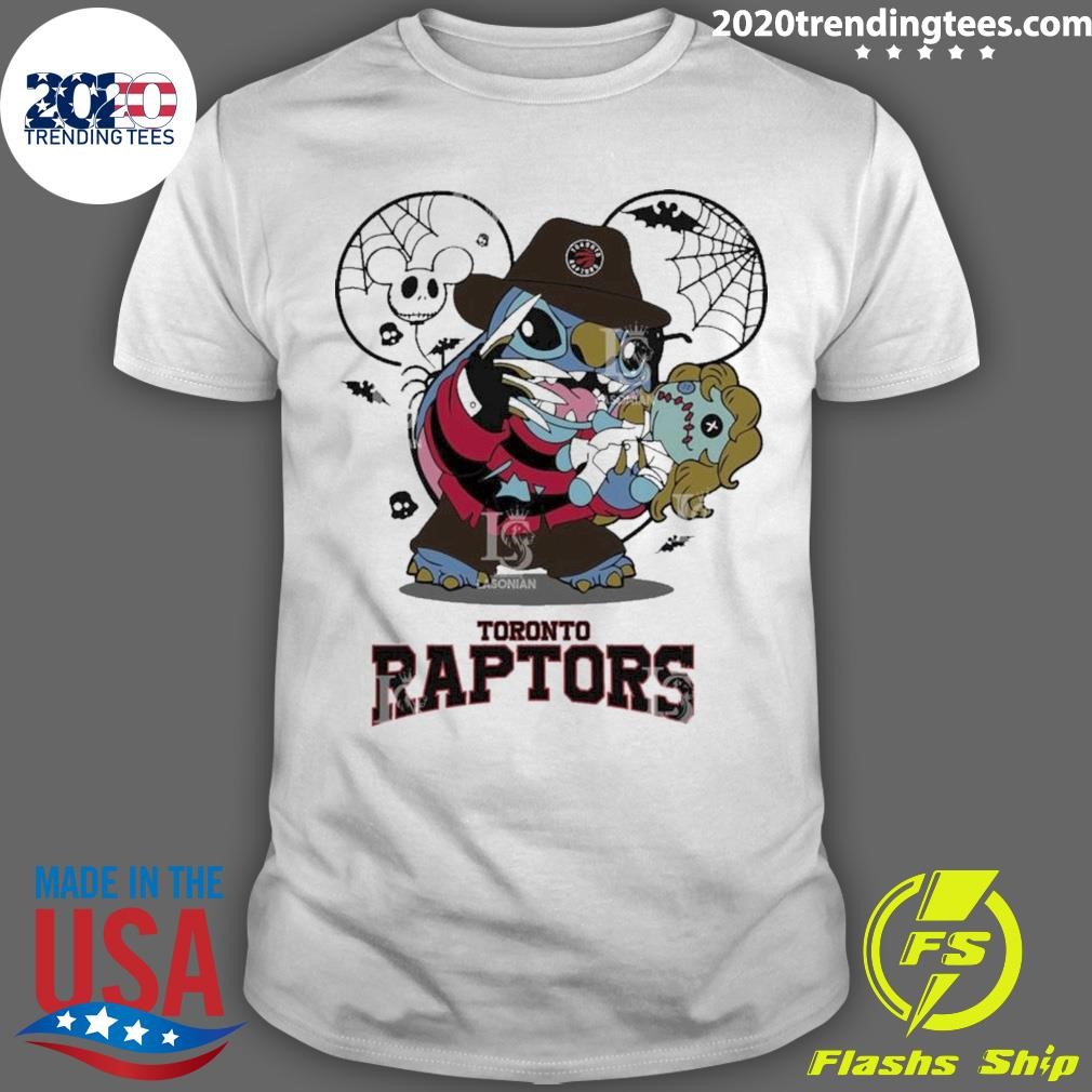 Awesome Toronto Raptors Stitch Freddy Krueger Halloween 2024 T-shirt