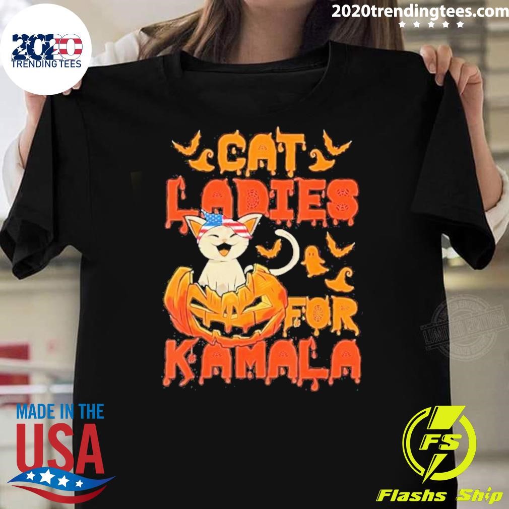 Best Kamala Harris Pumpkin Halloween Cat Ladies For Kamala 2024 T-shirt