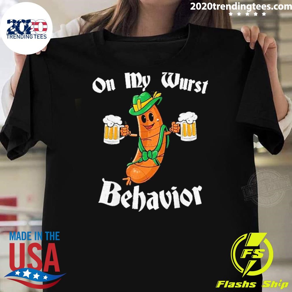 Best On My Wurst Behavior Bratwurst German Oktoberfest 2024 T-shirt