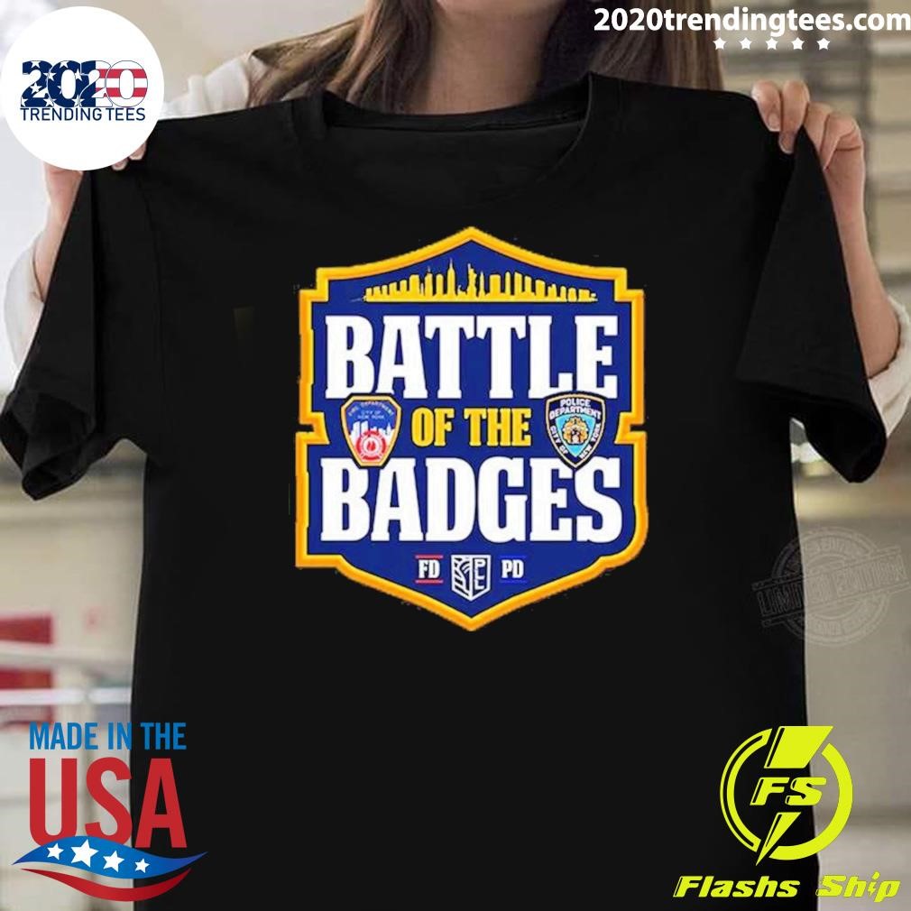 Funny Battle Of The Badges Nypd And The Fdny 2024 Pll Semifinals At Shuart Stadium T-shirt