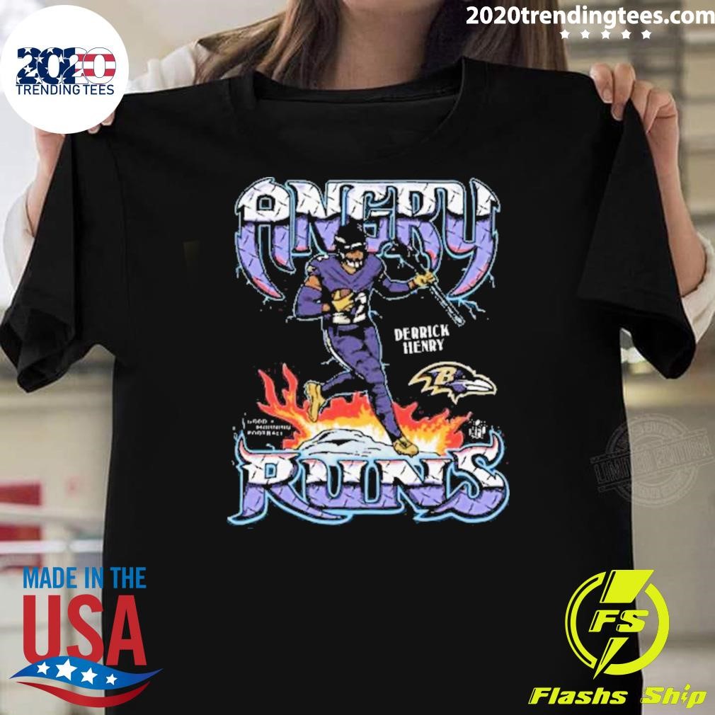 Funny Derrick Henry Baltimore Ravens Homage Angry Runs Player Graphic Tri-blend 2024 T-shirt