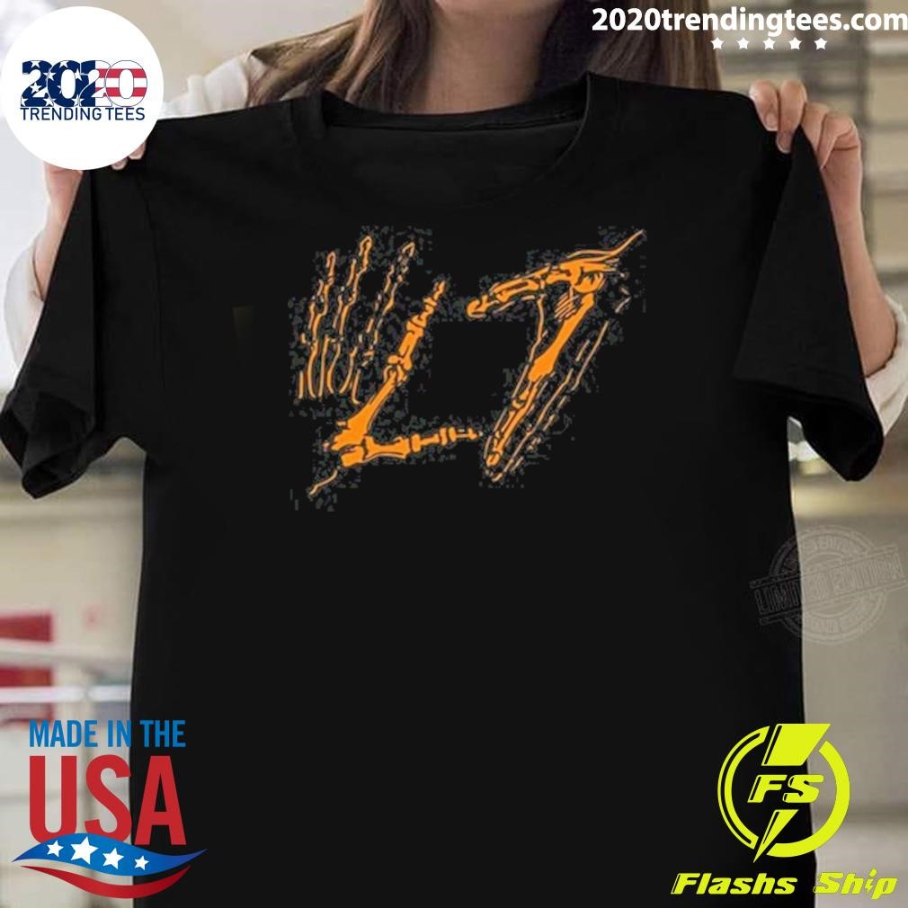 Funny L7 Orange Skeleton Hands T-shirt