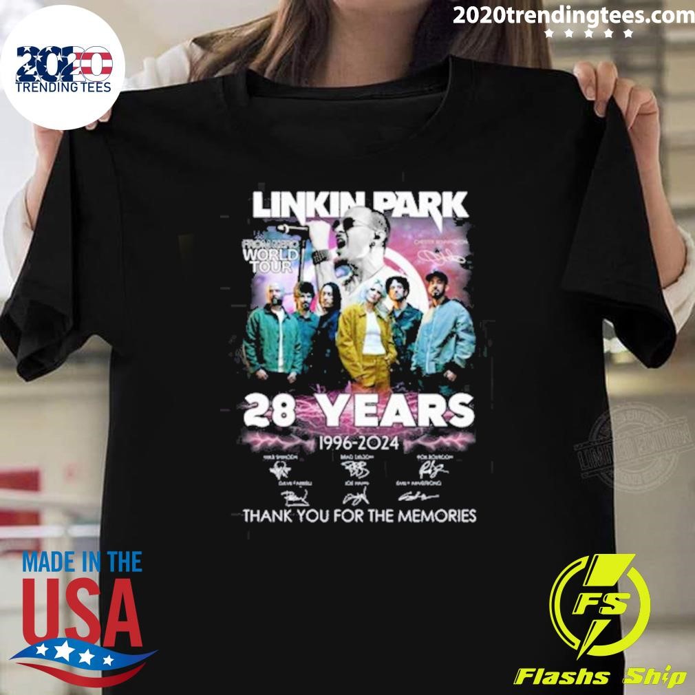 Funny Linkin Park 28 Years 1996-2024 Signature Thank You For The Memories T-shirt