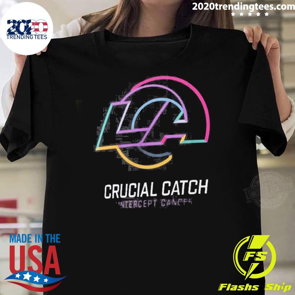 Funny Los Angeles Rams Crucial Catch Intercept Cancer Nfl 2024 T-shirt