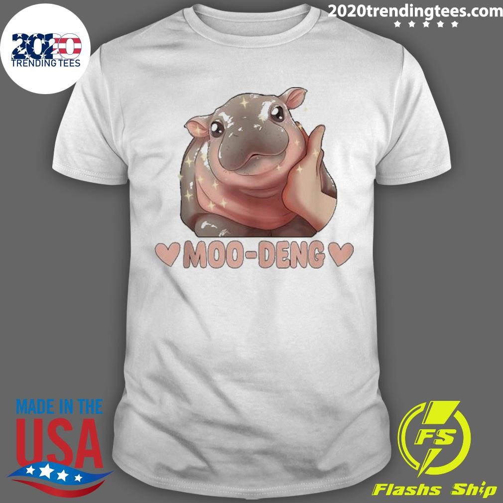 Funny Moo Deng Bouncy Pig In Thai Picture The Cute Baby Hippo 2024 T-shirt