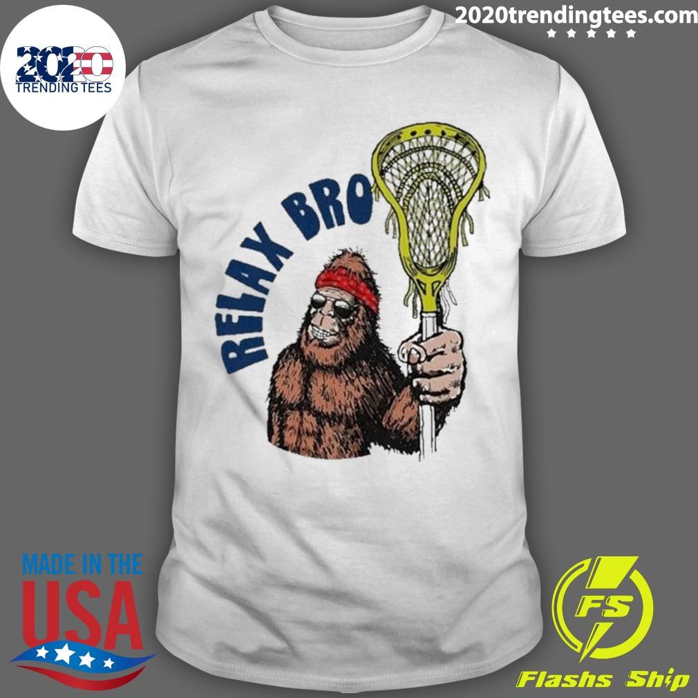 Funny Relax Bro Sasquatch Lax Bigfoot Lacrosse Vintage 80s 2024 T-shirt