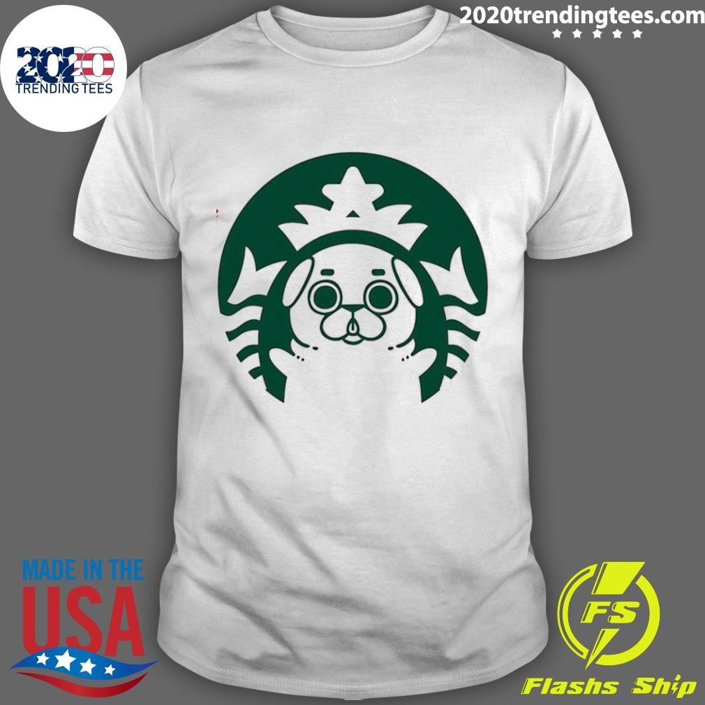 Funny Starbucks X Pug Starpug Logo T-shirt