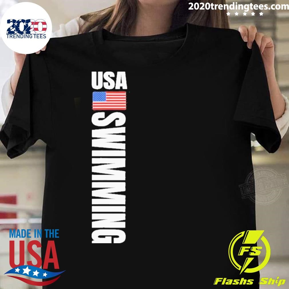 Funny Usa Swimming American Flag Swim Sport 2024 T-shirt